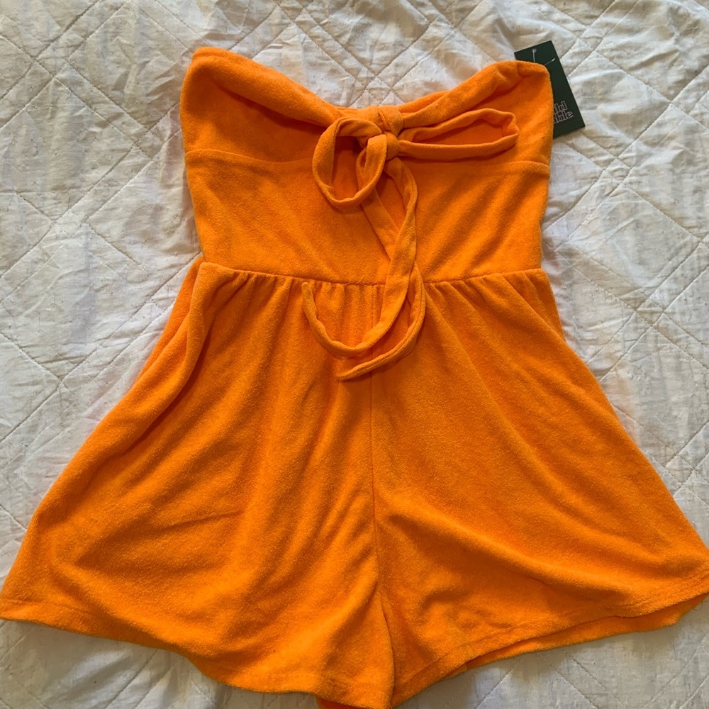wild fable Orange Strapless Terry Romper
